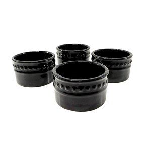 Set of 4 Emeril Lagasse Ramekins Black Stoneware 8 oz